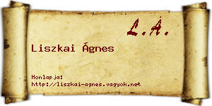 Liszkai Ágnes névjegykártya
